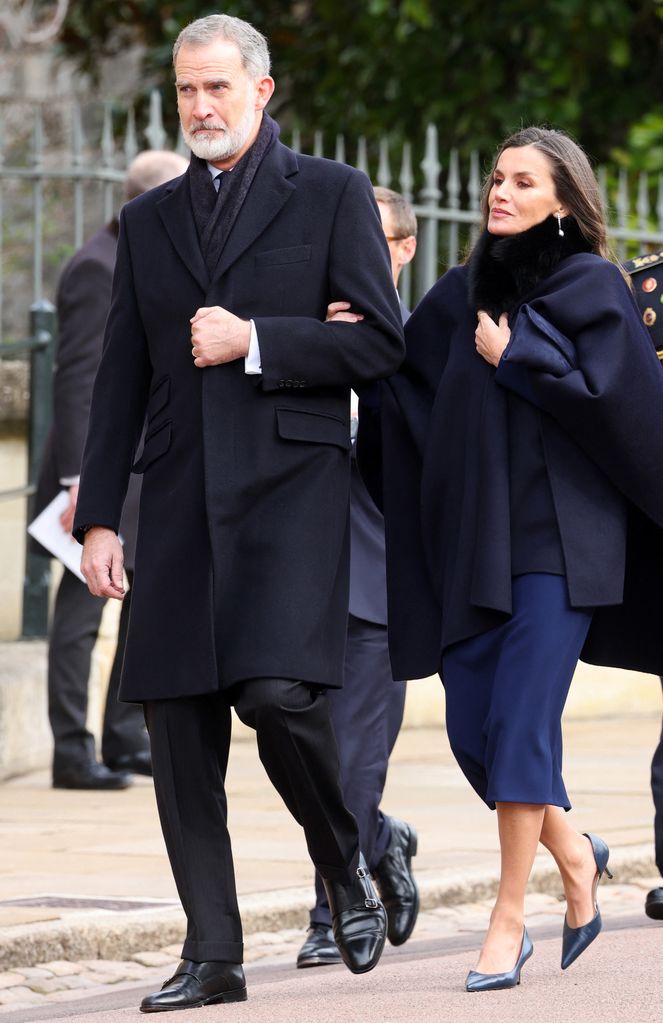 Spain's King Felipe and Queen Letizia arrive at st georges chapel