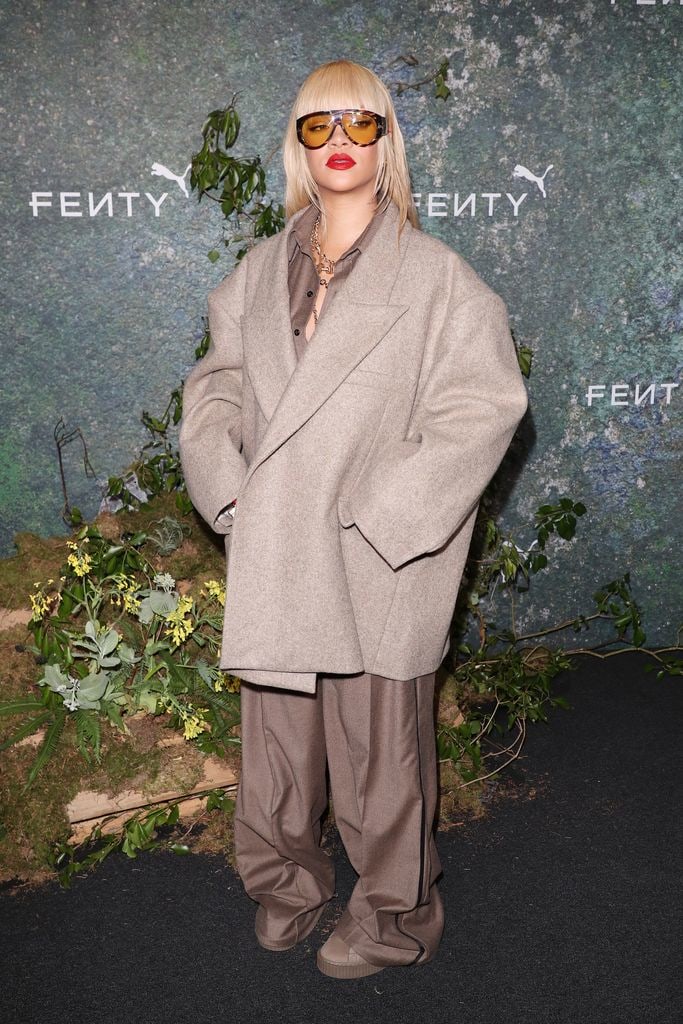 Rihanna attends the FENTY x PUMA Creeper Phatty Earth Tone Launch Party at Tobacco Dock on April 17, 2024 in London, England. (Photo by Neil Mockford/WireImage)