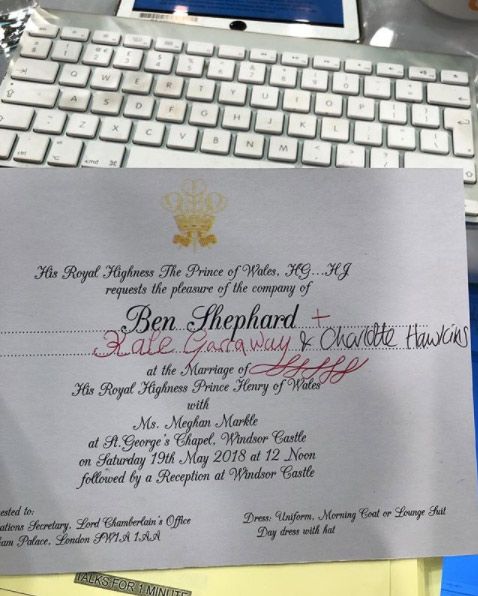 Ben Shephard royal wedding invite