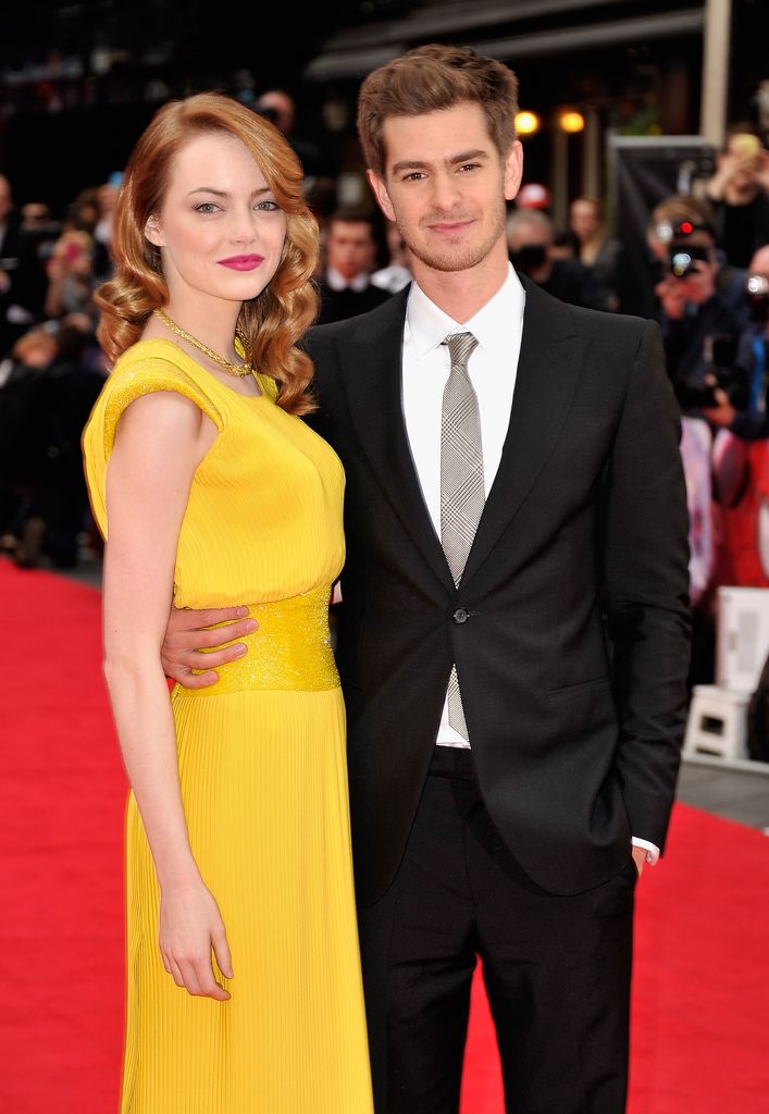 Emma Stone and Andrew Garfield attend 'The Amazing Spider-Man 2' world premiere at the Odeon Leicester Square on April 10, 2014 in London, England