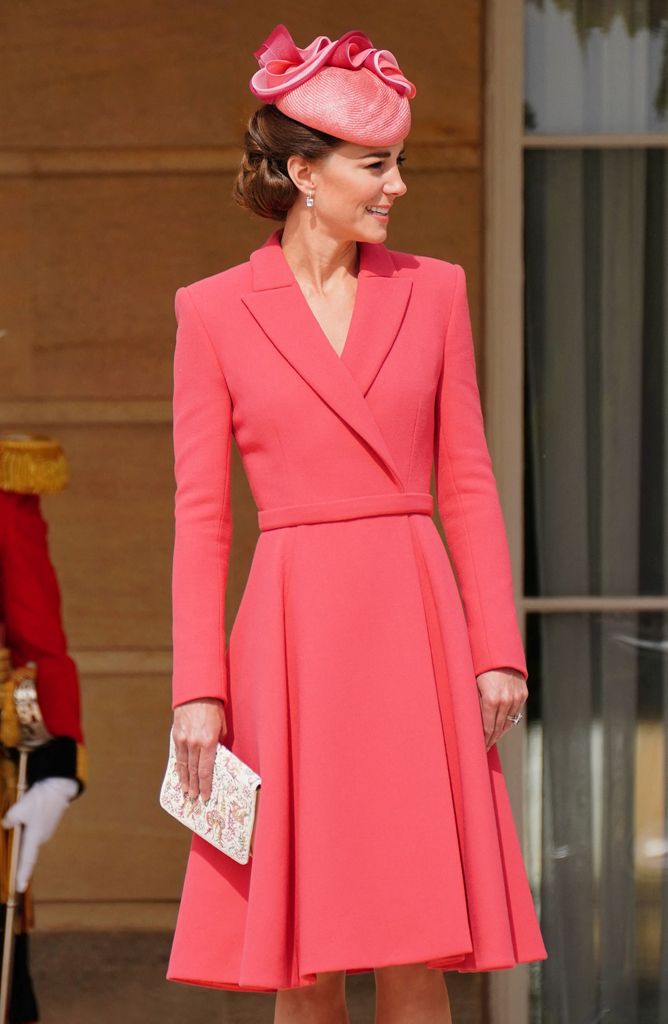 Britain's Catherine, Duchess of Cambridge attends a Royal Garden Party at Buckingham Palace in London on May 18, 2022.