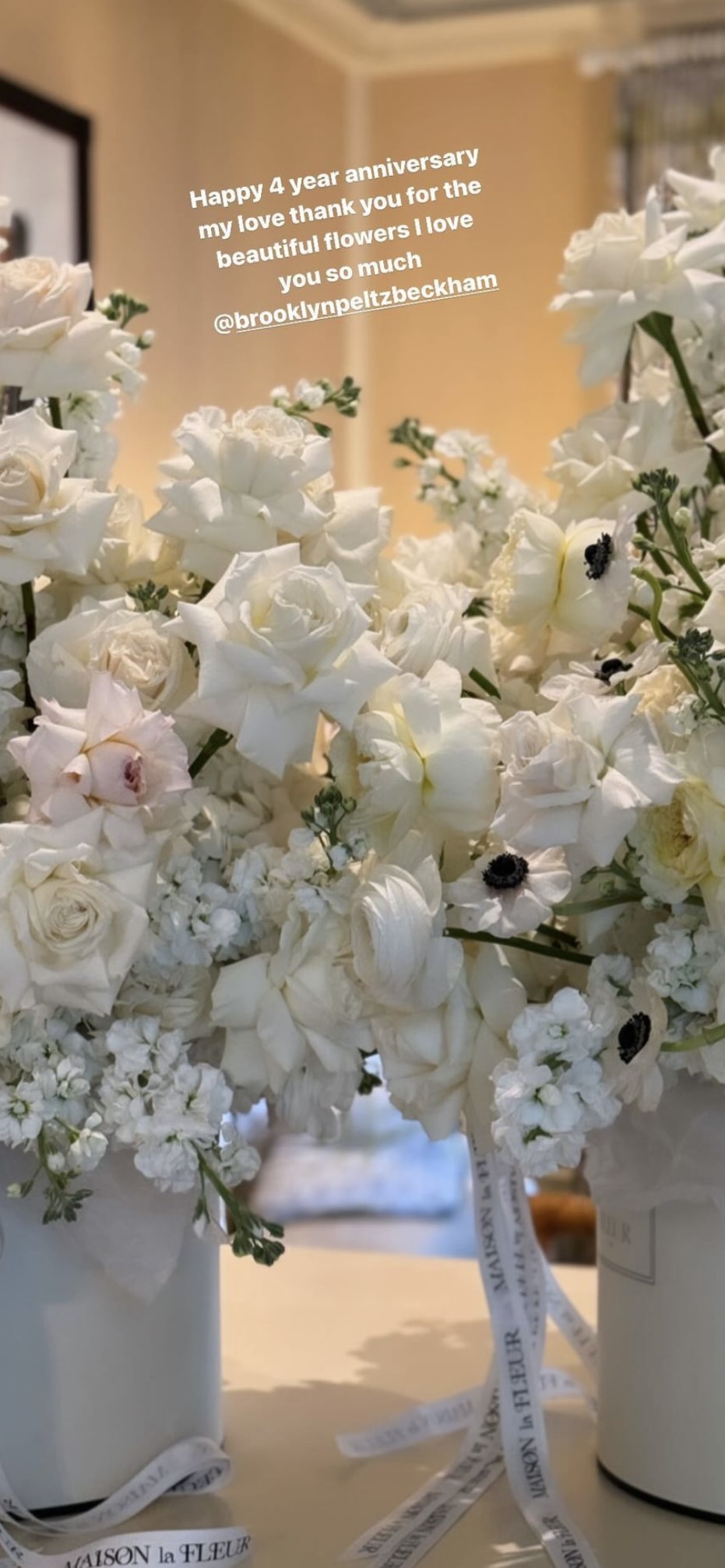 Brooklyn Beckham's white flowers