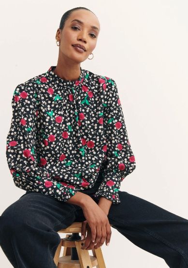 rose print blouse