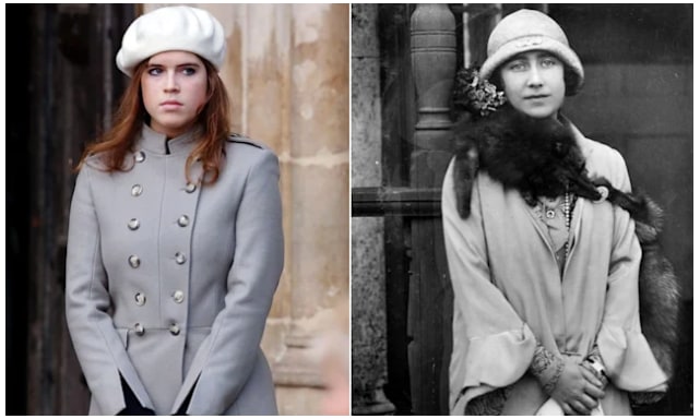 A split image of Eugenie and the Queen Mother 