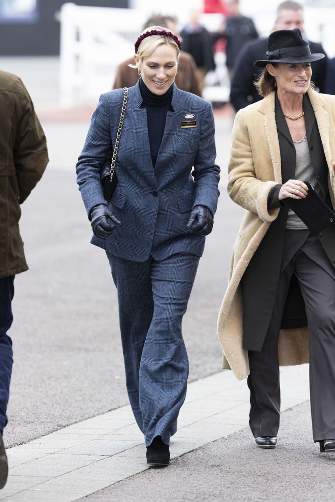 Zara Tindall in a fitted suit and rollneck