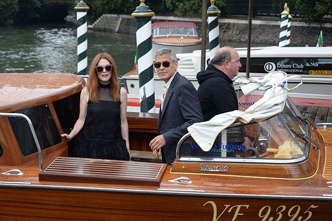 julianne moore george clooney at venice film festival water taxi