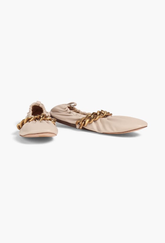 Falabella chain-embellished faux leather ballet flats - Stella McCartney