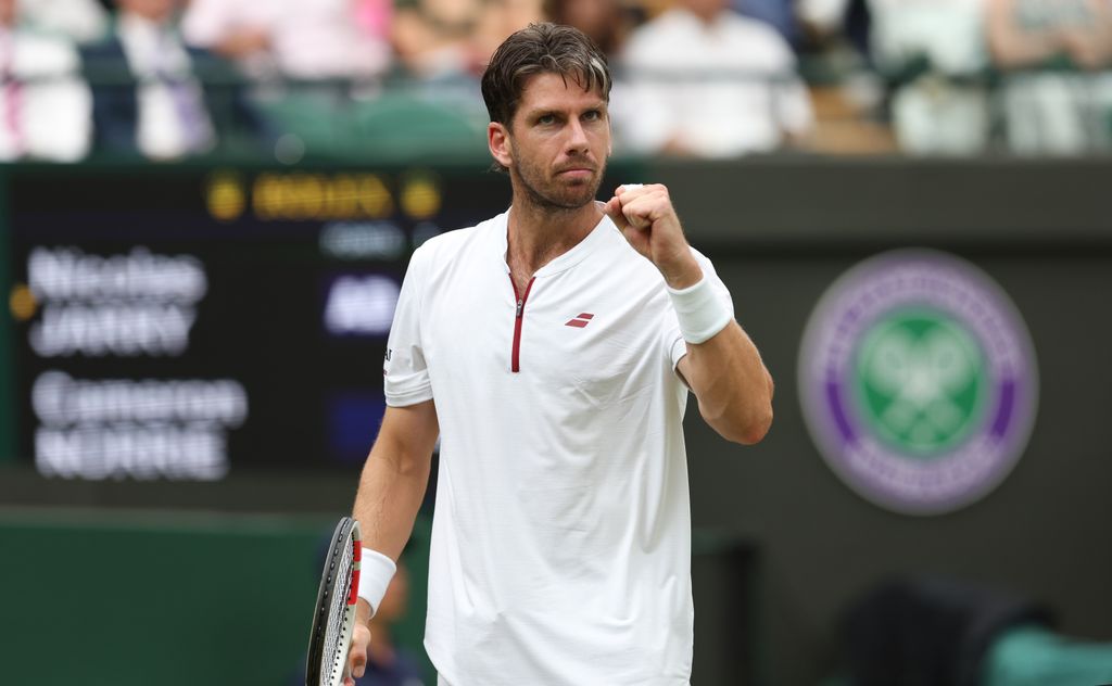 Cameron celebrating after his fourth round match against Nicolas Jarry 