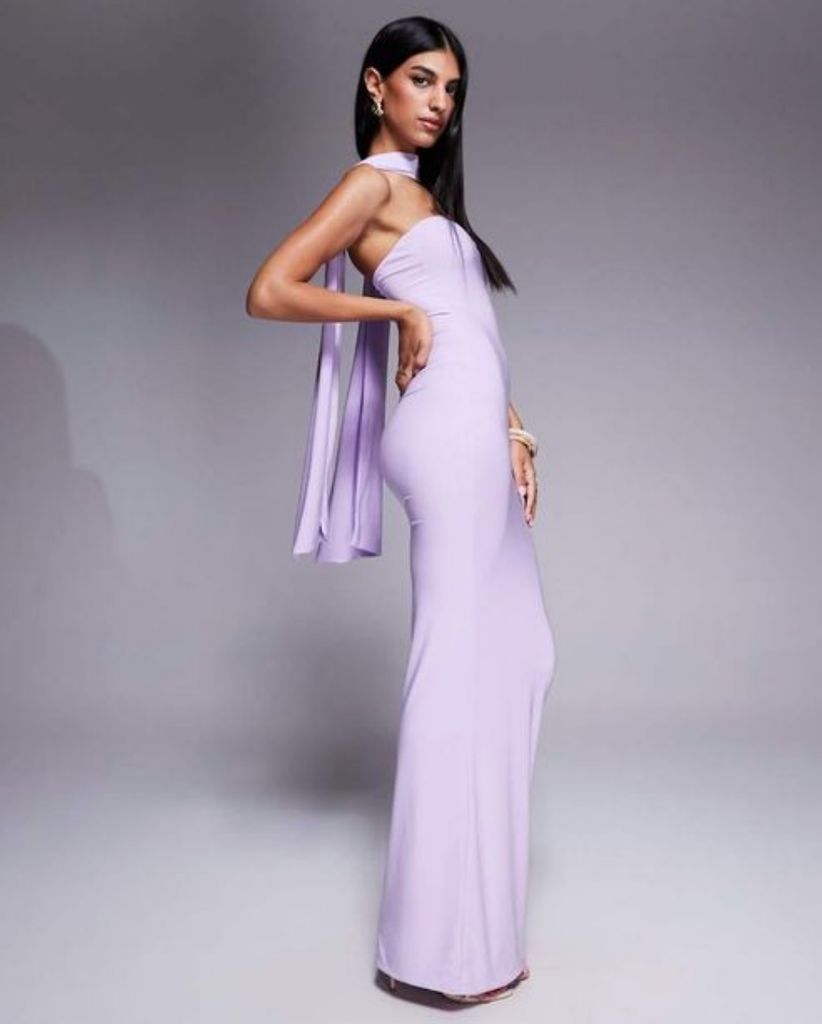 Gaun lilac leher scarf asos