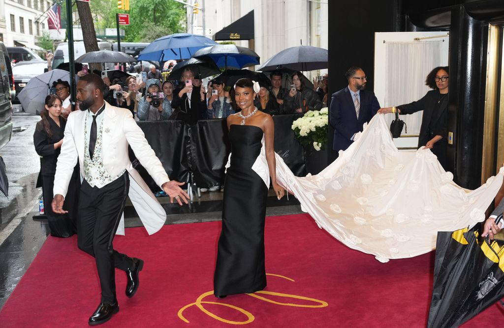 Dwyane Wade and Gabrielle Union leave The Carlyle Hotel before the 2025 Met Gala: "Superfine: Tailoring Black Style" at the Metropolitan Museum of Art on May 05, 2025 in New York City