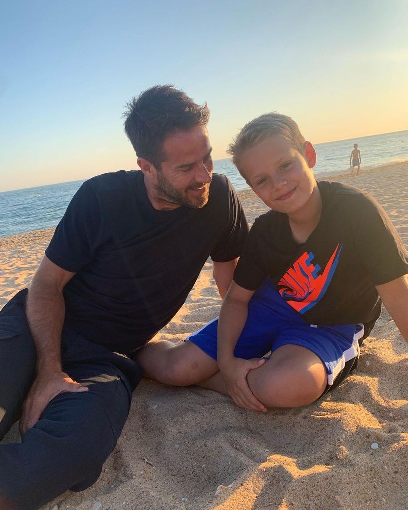 Jamie Redknapp on the beach with Beau