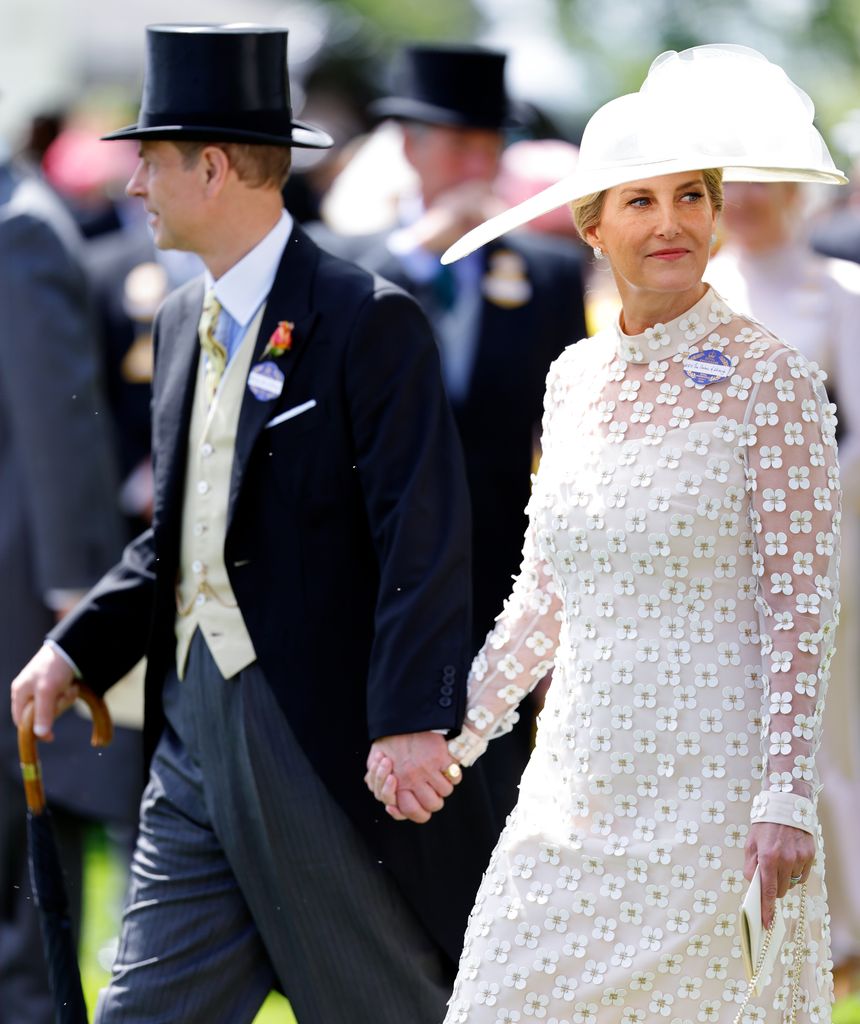 Prince Edward and Sophie walking hand in hand at Ascot