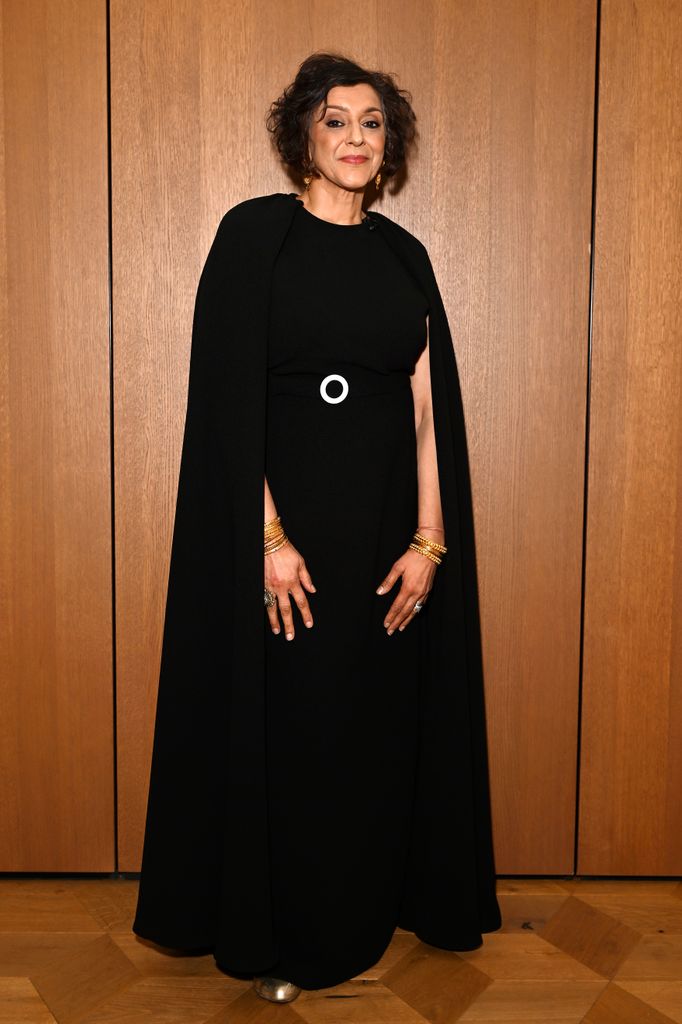 Meera Syal in black dress 