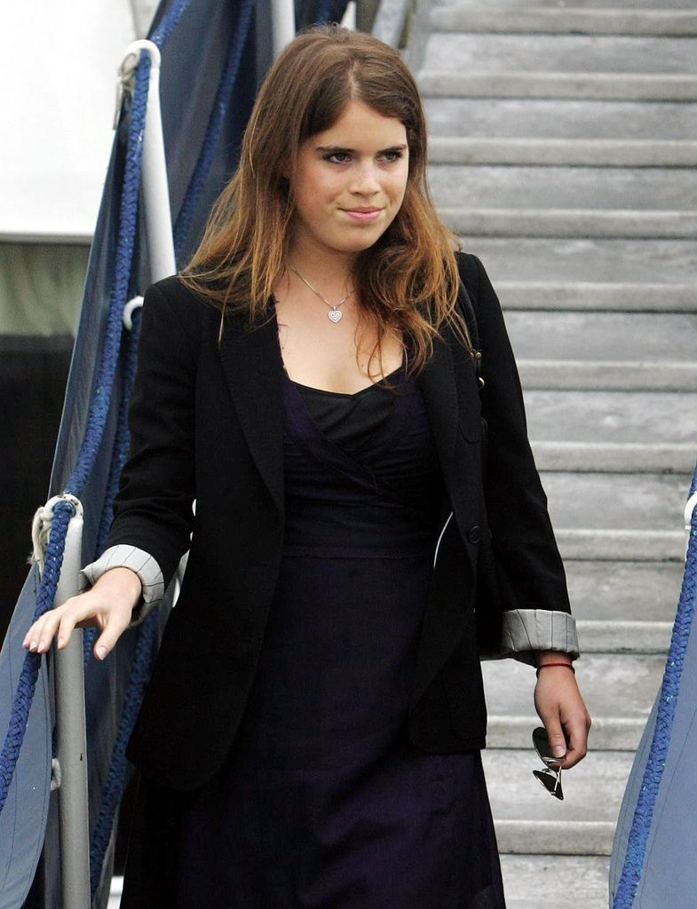 Princess Eugenie departing from a boat in the Hebrides