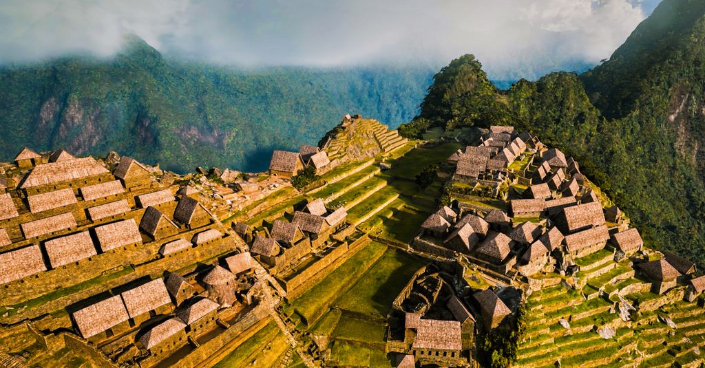 A panoramic view of Machu Pichu 