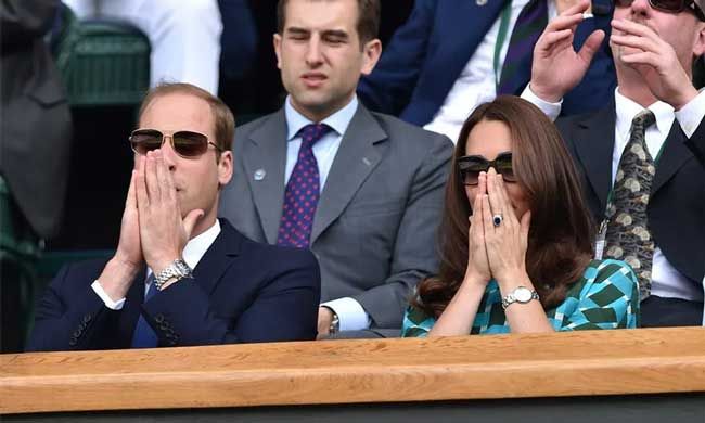 Prince William and Kate react at Wimbledon in 2014