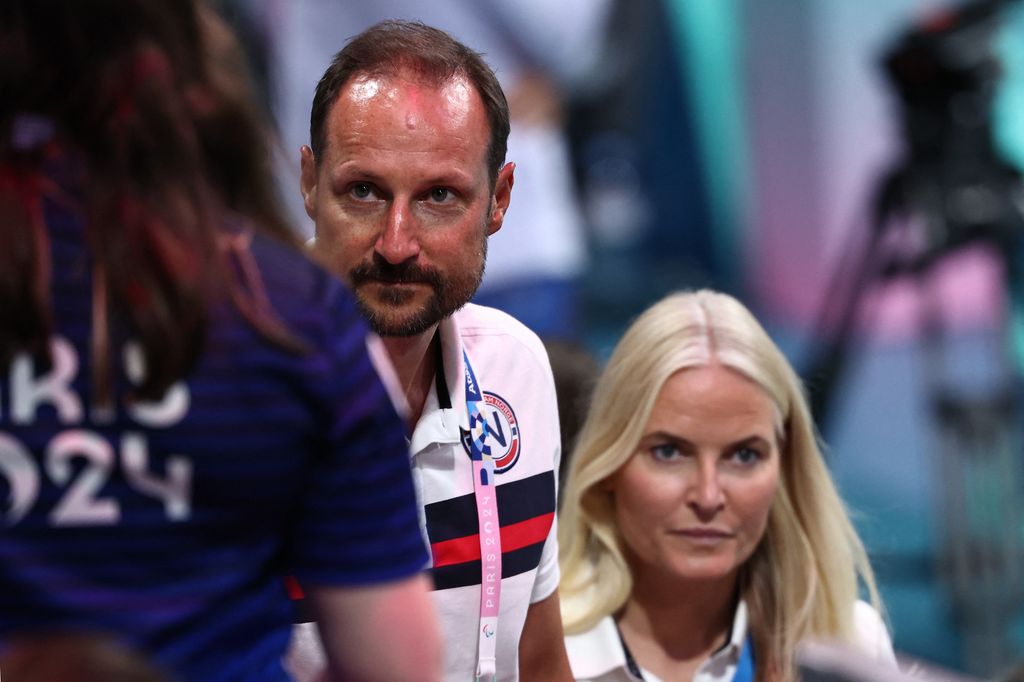 Crown Prince Haakon Magnus of Norway (L) and Crown Princess Mette-Marit of Norway at the Olympics