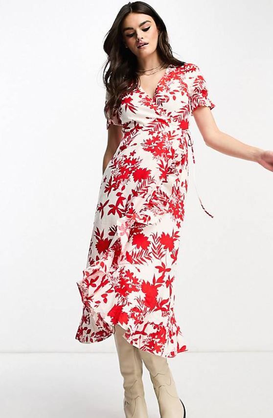 asos white and red floral dress 