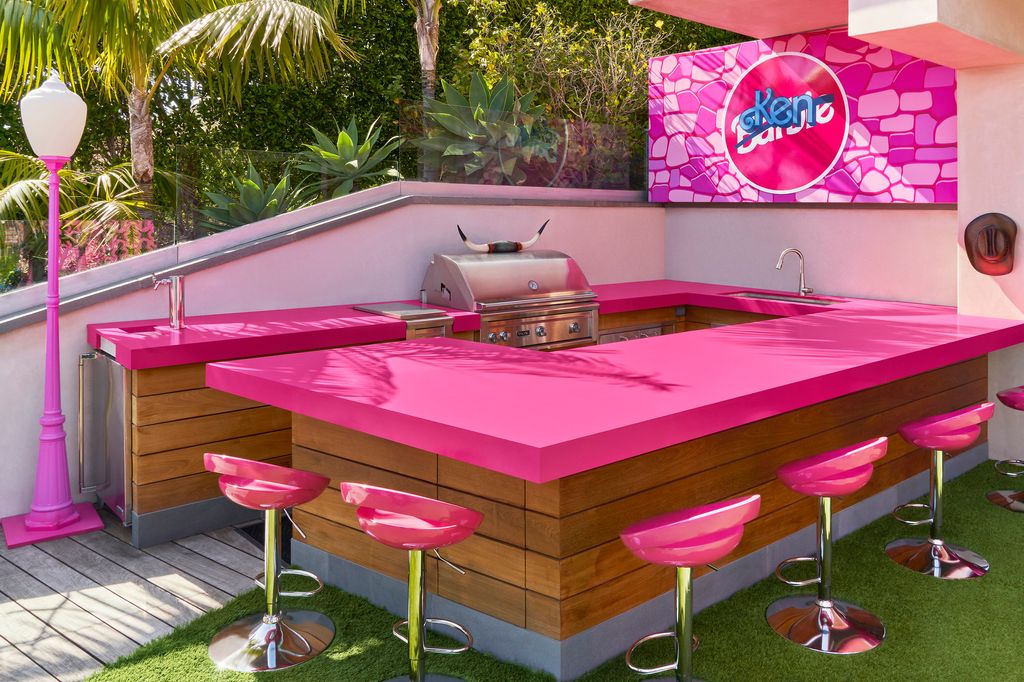 Grab a drink at the Ken bar in Barbie's Malibu DreamHouse