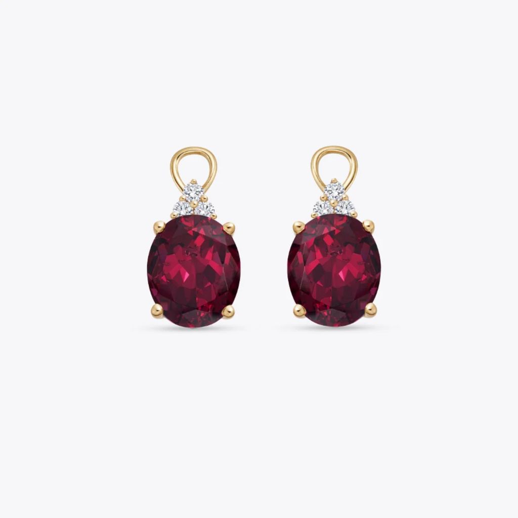 Rhodolite Garnet and Diamond Oval Detachable Drops