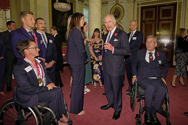 Britains King Charles III meets medalists at a reception for medallists from the Tokyo 2020 Olympic and Paralympic Games and the Beijing 2022 Winter Olympic and Paralympic Games 