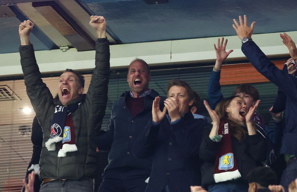 Prince William cheers at Villa match