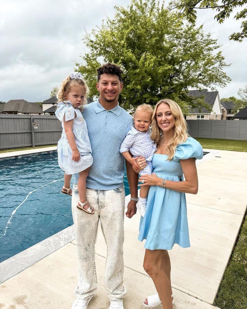 patrick mahomes with wife brittany and kids sterling and bronze at easter