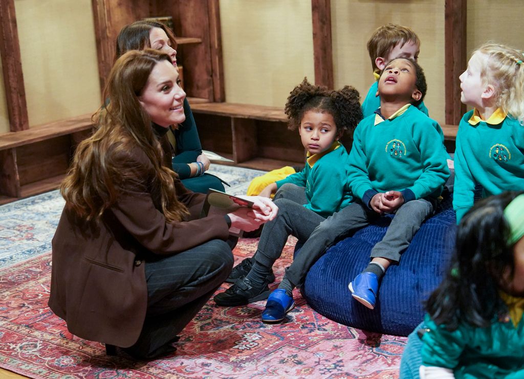 Kate chatting to pupils on the trail