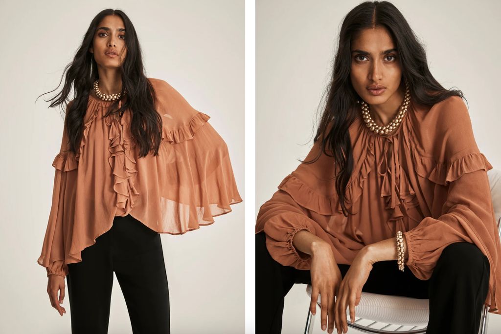 mint velvet Rust Ruffle Detail Blouse