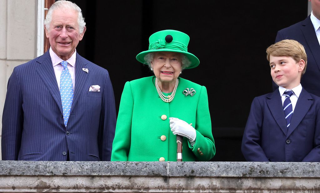 Prince George, King Charles and Queen Elizabeth 