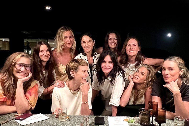 Courteney Cox surrounded by famous friends at a launch dinner party