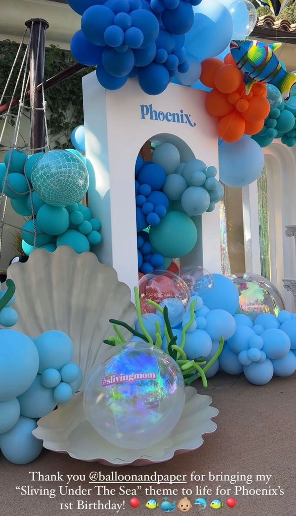Photo shared by Paris Hilton on Instagram Stories January 27 2023 of her son Phoenix's first birthday party, which had a "Sliving Under the Sea" theme.