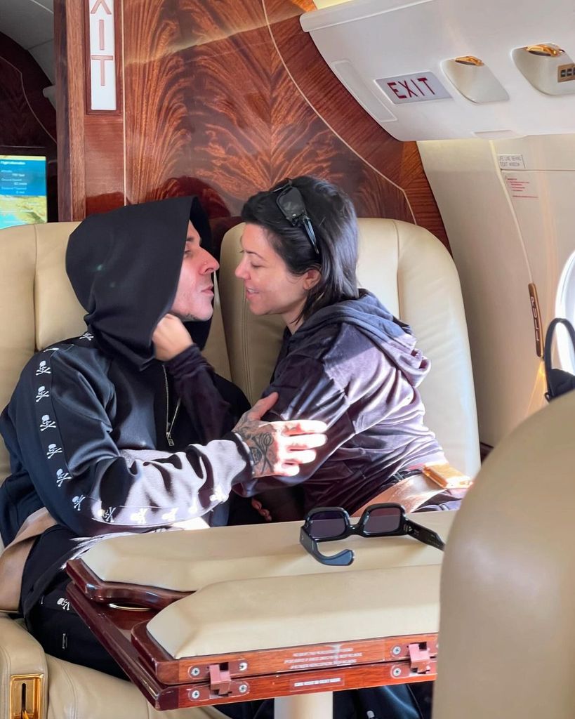 Kourtney shared a photo from inside the private jet she uses with her husband, Travis Barker