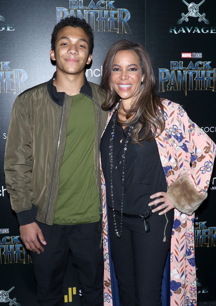 Gabriel Hostin and TV personality Sunny Hostin attend the screening of Marvel Studios' "Black Panther" hosted by The Cinema Society with Ravage Wines and Synchrony at Museum of Modern Art on February 13, 2018 in New York City