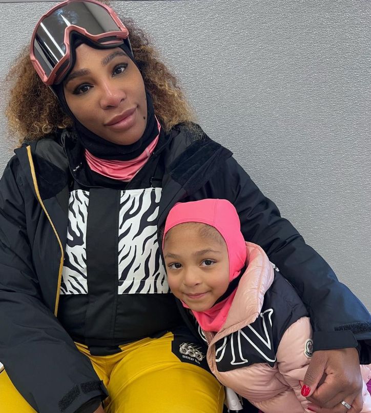 Serena Williams and daughter in skiwear