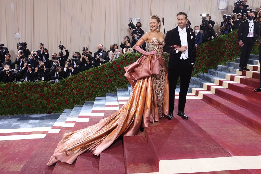 Ryan and Blake on the red carpet of the Met Gala, smiling