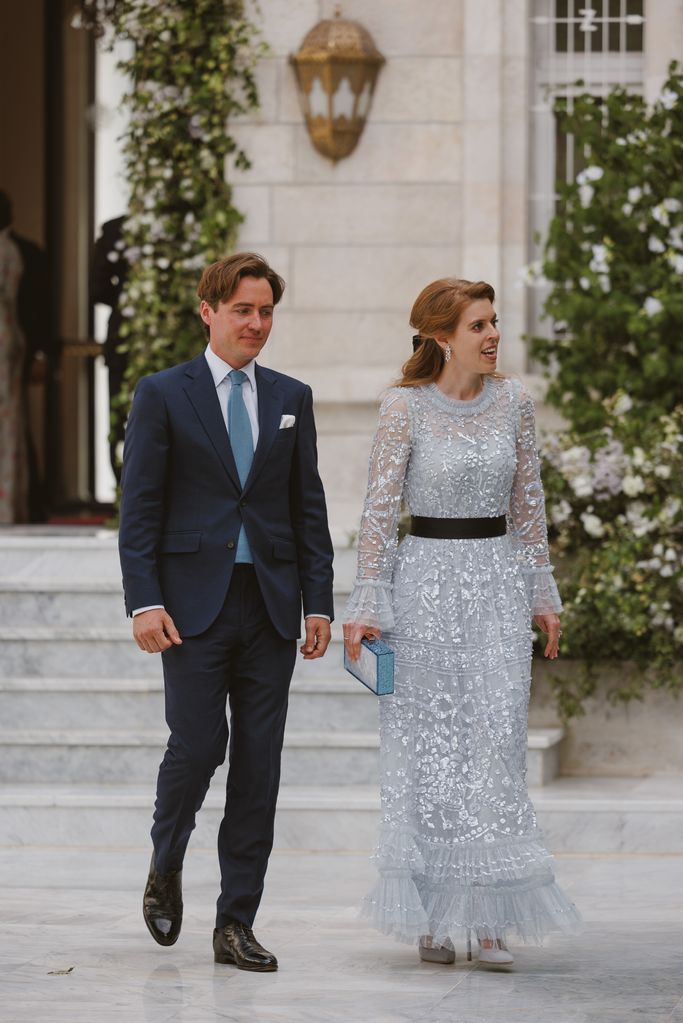 Princess Beatrice and Edoardo walking out of the royal wedding ceremony