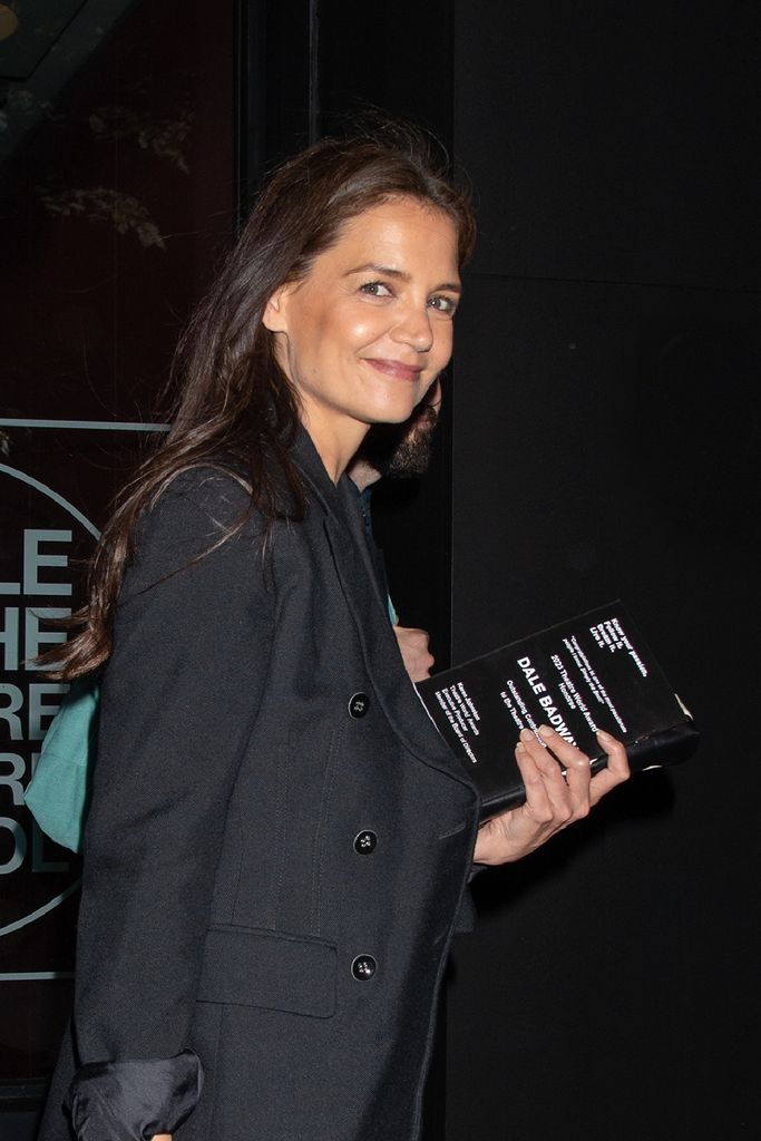 Katie Holmes is seen leaving the Theater World Awards on June 5, 2023 in New York, New York