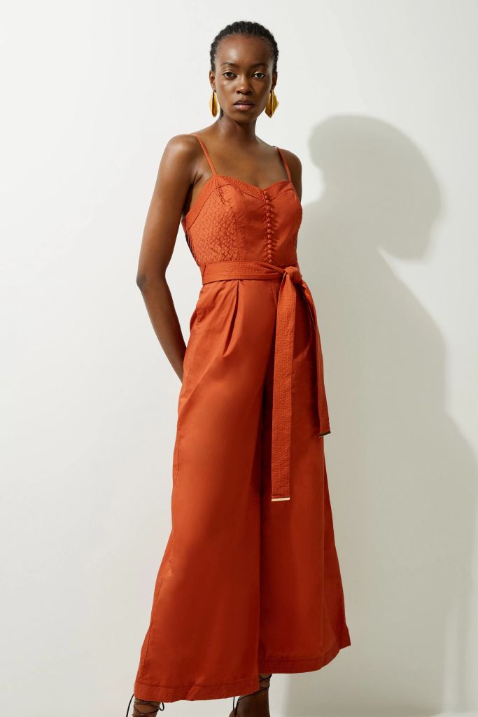 karen millen orange jumpsuit 