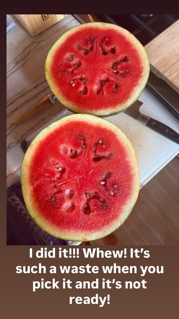Carrie Underwood shares a photo of a watermelon cut in half inside her home, posted on Instagram Stories