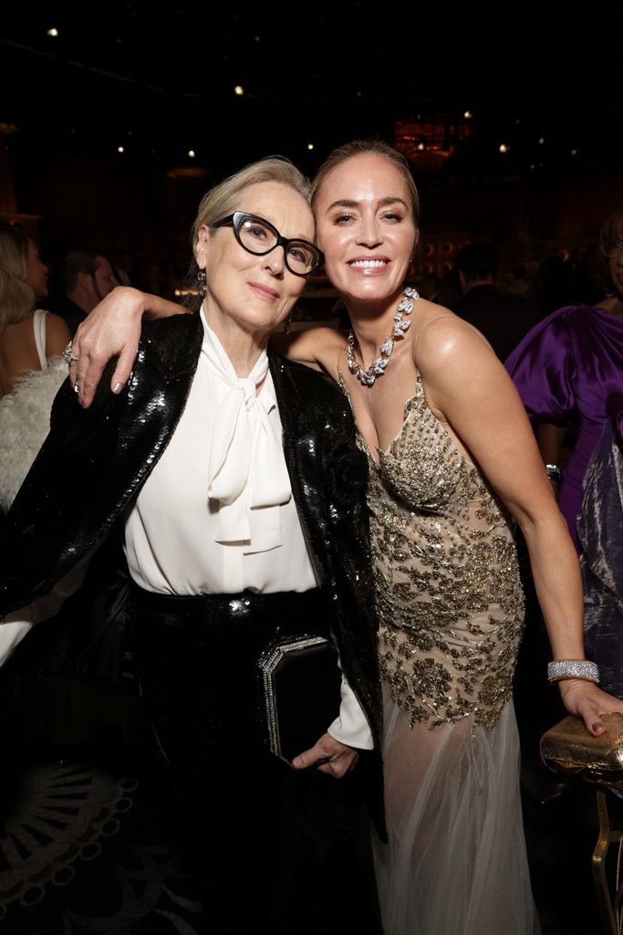 Meryl Streep and Emily Blunt at the 81st Annual Golden Globe Awards, airing live from the Beverly Hilton in Beverly Hills, California on Sunday, January 7, 2024