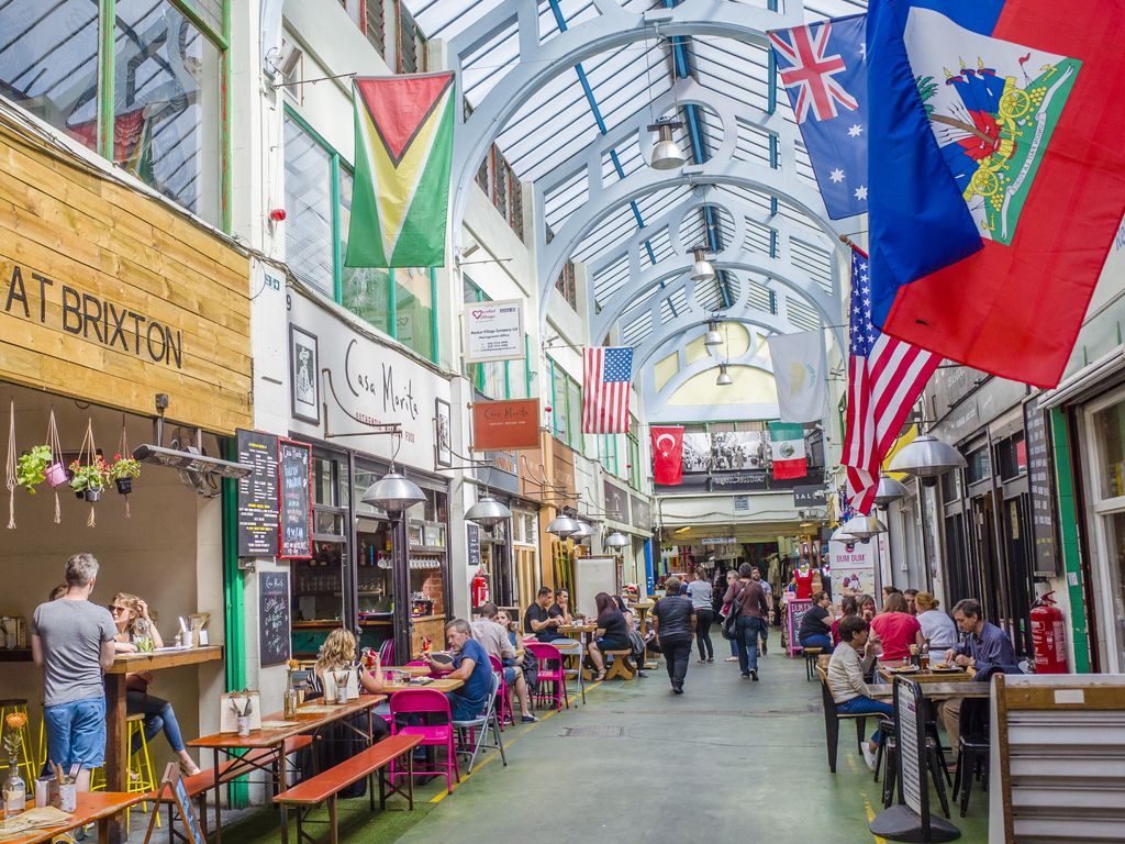 Brixton,,London-,August,,2017:,Brixton,Market,Row-,Indoor,Market,With