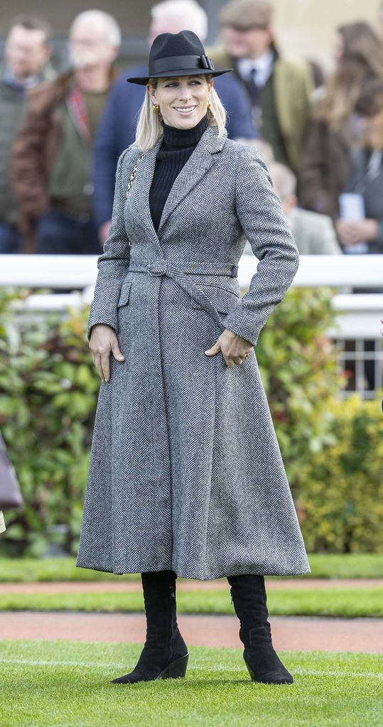 Zara Tindall looked immaculately dressed in an L.K.Bennett coat and black fedora