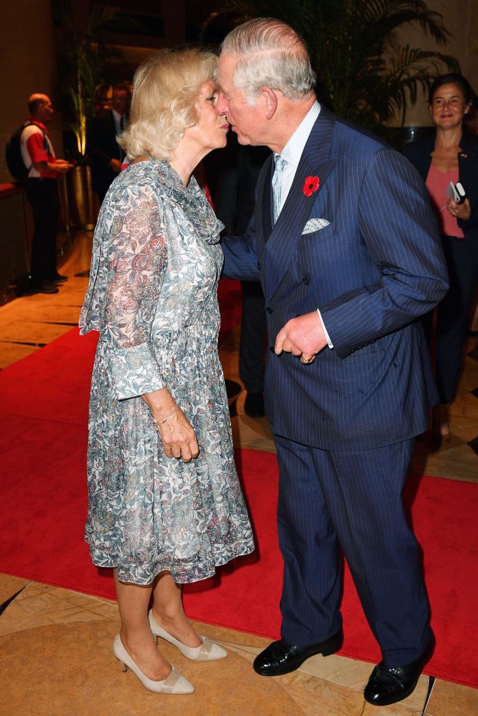 Camilla and Charles kissing in Singapore in 2017