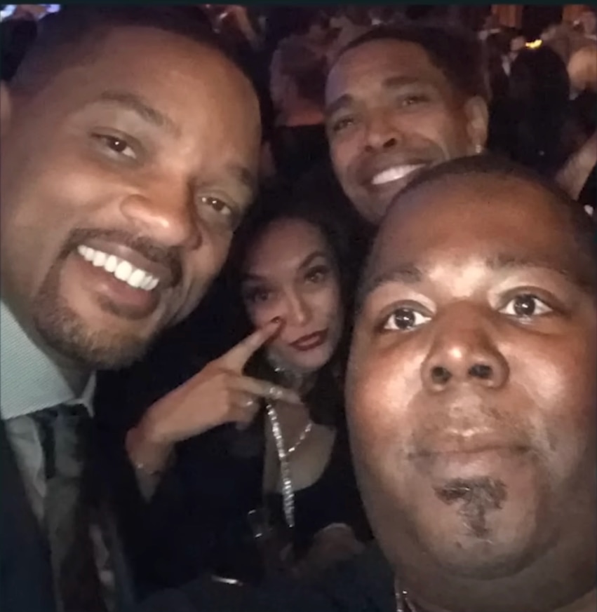 Will Smith and Bilaal Salaam pose for a selfie, shared during "Unwine with Tasha K"