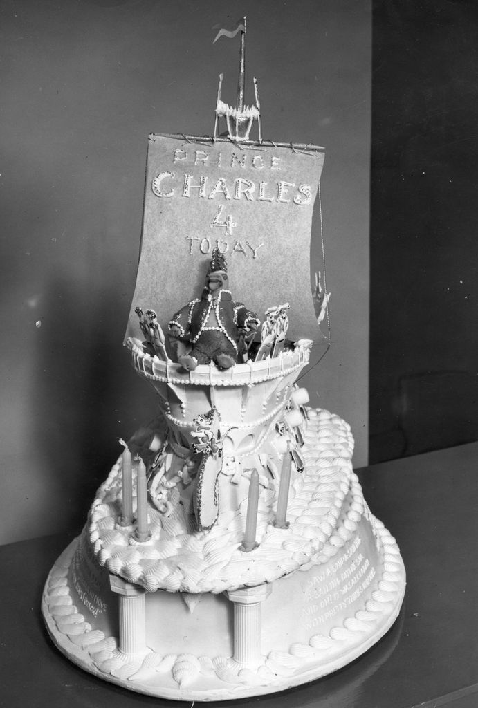 King Charles' fourth birthday cake resembled a ship filled with sweets