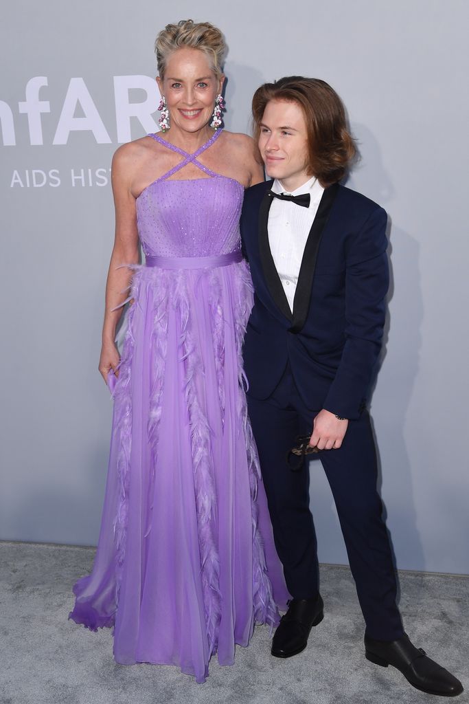  Sharon Stone and Roan attend the amfAR Cannes Gala 2021 