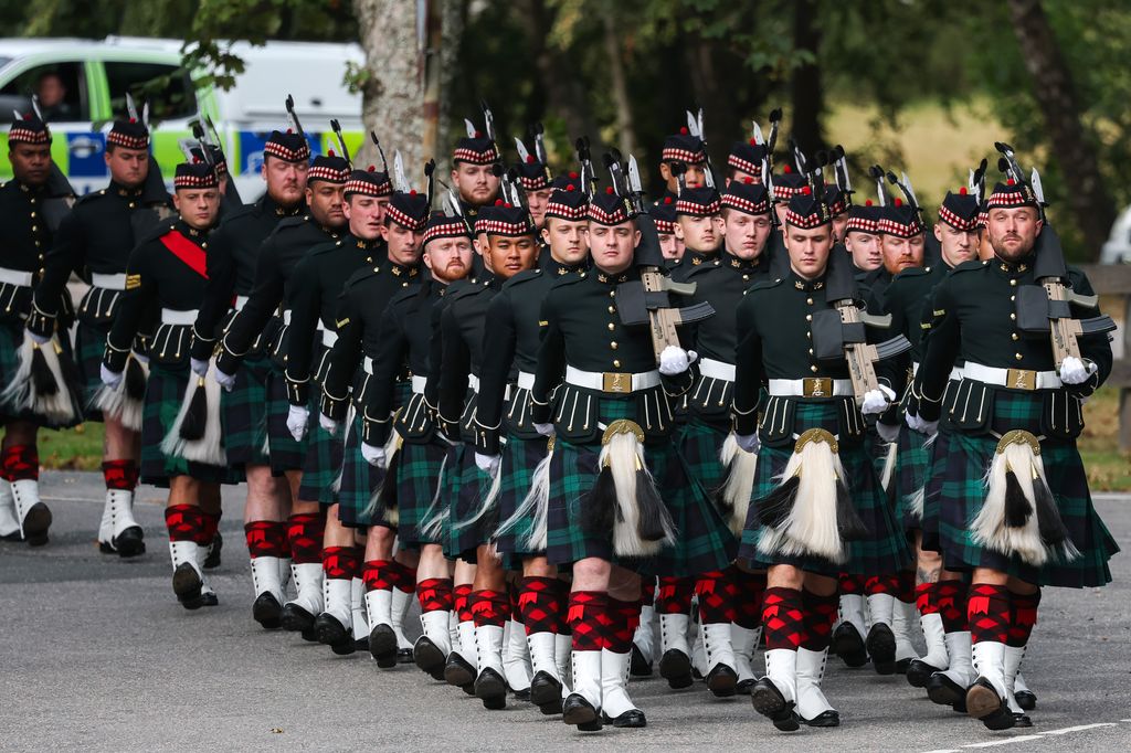 Balaklava Company, from The Royal Regiment of Scotland form a guard of honour 