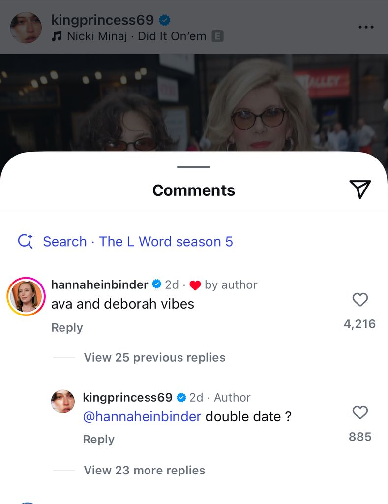 Hannah Einbinder's comment on King Princess' Instagram