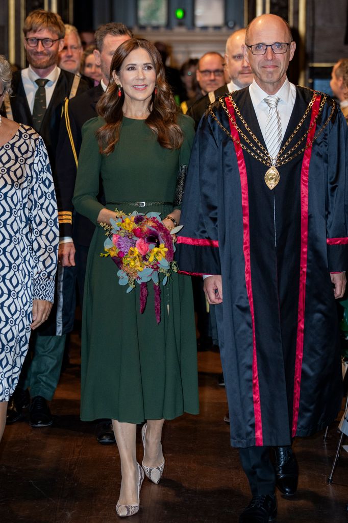 Queen Mary at event in green dress